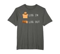 Log in Log Out - Funny IT Computer Admin HR Geeks T-Shirt, Men's Big and Tall, Asphalt Grey, 3X Tall