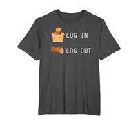 Log in Log Out - Funny IT Computer Admin HR Geeks T-Shirt, Men's Big and Tall, Dark Heather Grey, 4X Tall