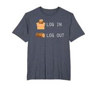 Log in Log Out - Funny IT Computer Admin HR Geeks T-Shirt, Men's Big and Tall, Heather Blue, 5X Tall