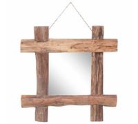 Log Mirror Hanging Makeup Natural Recycled Teak Wood vidaXL