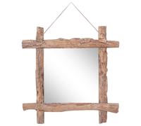 Log Mirror Hanging Makeup Natural Recycled Teak Wood vidaXL