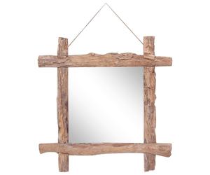 Log Mirror Hanging Makeup Natural Recycled Teak Wood vidaXL