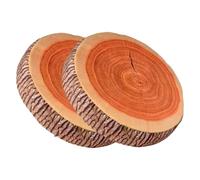 Log Pillow, 2Pcs Wood Slice Round Throw Pillow 15x15x3 Inch, Sponge Stuffed Plush Floor Cushion for Home, Hotel, Camping Tent