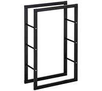 Log Rack Metal Firewood Holder Black 100x60x25cm Elevated Rust-Resistant Stable