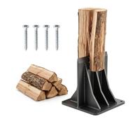 Log Splitter, Heavy-Duty Steel Manual Kindling Splitter Wedge for Firewood, Stump-Mounted Firewood Chopper Tool for Backyard, Camping, Fireplace & Campfire, with 4-Hole Base Plate Easy to install