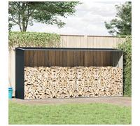 Log storage shed Anthracite 330x84x152cm Galvanised Steel with Raised Floor Air