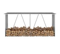 Log Storage Shed Anthracite Galvanised Steel 330x84x152cm Compact Vented Raised