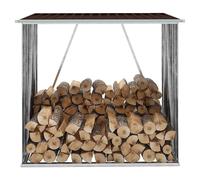 Log Storage Shed Brown Galvanised Steel 163x83x154 cm Raised Floor 2m³ Compact.