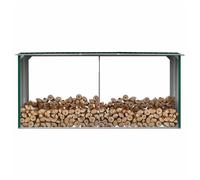 Log Storage Shed Green Galvanised Steel 330x92x144/153cm Raised Floor Side Tubes