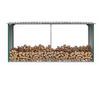 Log Storage Shed Green Galvanised Steel 330x92x153 cm Outdoor Wood Weatherproof