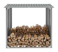 Log Storage Shed Grey Galvanised Steel 172x91x154 cm Tubes Raised Floor Both Air