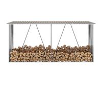 Log Store Galvanised Steel Brown 330x84x152 cm Outdoor Firewood Shelter Roofed