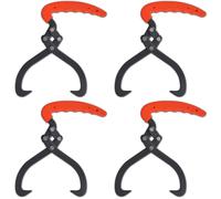 Log Tongs 4pcs Carbon Steel 30cm Black PVC Handle Heavy Duty 50kg Ergonomic Grip