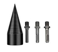 Log Wood Splitter Drill, Heavy Duty Drill Screw Cone Driver with 3 PCS Shanks,Log Splitter Screw Cone Kindling Firewood Splitter for Household Electric Drill(32mm)