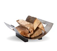 Log11 Stainless Steel Curved Log Holder With Black Feet Firewood Rack For Fireplace Logs Heavy Duty Modern Firewood Accessory