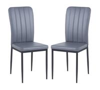 logan grey faux leather dining chairs in pair