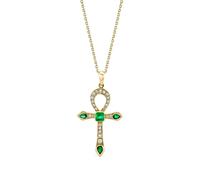 Logan Hollowell 14K yellow gold Eternal Ankh emerald and diamond necklace One Size