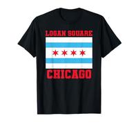 Logan Square Chicago Illinois Flag 773 312 Deep Dish Pizza T-Shirt