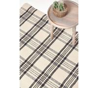 Logan Tartan Check Non-Slip 100% Wool Hall Runner, 66 x 200 cm Homescapes Black 66cm x 200cm