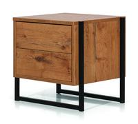 logan wooden bedside cabinet with 2 drawers in lancelot oak