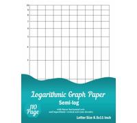 Logarithmic Graph Paper: Semi-log graph Paper Notebook with linear horizontal axis and logarithmic vertical axis (one decade)