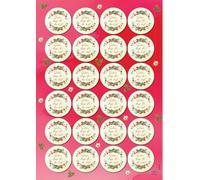 Logbuch-Verlag 24 Stickers, Strawberry "Schön, dass du da bist", Round, Diameter 4 cm, Sticker Sheet DIN A4 in Watercolour Look, Gift Stickers for Decorating & Crafts for Party Favours & Invitations