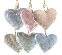 Logbuch-Verlag 6 Pieces Fabric Heart Pendant Hanging Charms for Birthday Wedding Guest Gifts
