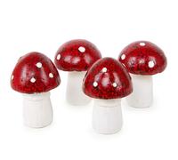 Logbuch-Verlag Mushroom Figures Set of 4 Toadstools Lucky Mushrooms Ceramic Red White Autumn Forest Decoration 10 cm