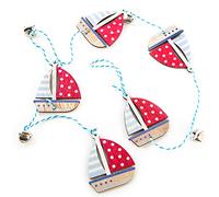 Logbuch-Verlag Sailing Ships Pendant Red Blue with Bell - Mobile Fishing Net Maritime Decoration for Hanging 100 cm