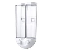 LOGEA Two Grid Press Type Grains And Beans Storage Box Wall Mounted Transparent Plastic Food Dispenser Household Kitchen Rice Spices Nuts Tea Candy Storage Jars,White,33cm