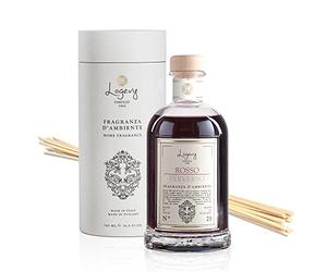 Logevy Firenze 1965 Rosso Perverso Home Fragrance Diffuser - Floral & Fruity Notes in Elegant Glass Bottle with 12 Natural Bamboo Reeds - 500ml