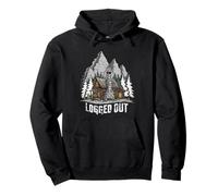 Logged Out Funny Log Cabin Life Mountain Ourdoor Camping Pullover Hoodie