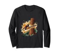 Logger Chainsaw Sawdust Watercolor Timber Art Long Sleeve T-Shirt