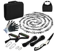 Loggers Art Gens Hand Rope Chain Saw - 48" pocket chainsaw directly connected to 66 ft ropes to form high tree limb rope chainsaw for camping survival and tree pruning
