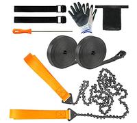 Loggers Art Gens Hand Rope Chain Saw - 48" pocket chainsaw directly connected to 66 ft ropes to form high tree limb rope chainsaw for camping survival and tree pruning