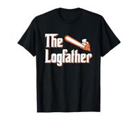 Logging & Lumberjack Shirts - The Logfather - Lumberjack Chainsaw & Logger Woodsman T-Shirt - Men's - Black - Short Sleeve - Small