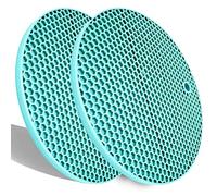 LogHog Extra Thick Silicone Trivets Set of 2,Round Honeycomb Nonslip Pot Holder and Oven Mitts Rubber Hot Pads for Countertop,Multi-Purpose,Flexible Mats Heat Resistant Up to 464°F(2 x Teal)