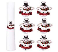 LogHog Snowman Christmas Napkin Rings Set of 6,Delicate Cute Napkin Holder Rings Table Decorations for Christmas Winter Holiday Daily Dinner Party Decor Favor (Snowman)