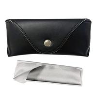 LogHog Unisex's Leather Glasses Case, Button-Black, Large