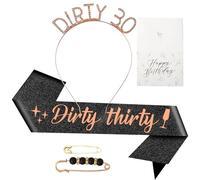 loghohu 30th Birthday Sash for Women Dirty Thirty Sash 30th Birthday Decorations for Women Birth Day Party Supplies