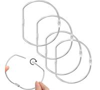 Loghohu 4 Pcs 4 Inch Loose Leaf Binder Rings, Binder Rings Extra Large D-Shaped Nickel Plated Steel Book Ring for School Home Office Paper Organization DIY Craft Supplies