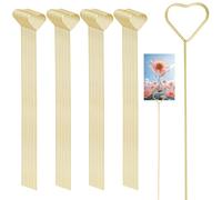 loghohu 40 Pcs Flower Card Holder Stick, Metal Floral Place Card Holder 12 Inch Gold Heart-Shaped Floral Card Holder Picks for Flower Arrangement Wedding Party