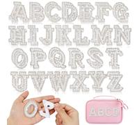 Loghohu 52Pcs Self Adhesive Pearl Letter Patches, Rhinestone Letters Patches A-Z Glitter Stick on Pearl Letter Stickers Alphabet Appliques for DIY Clothes Hat Backpack