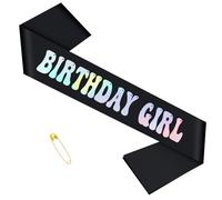 loghohu Birthday Girl Sash Birthday Sash Birthday Sash for Women Black Birthday Sash for Women Happy Birthday Sash for Girl Sweet 16th 18th 21st 30th Fun Birthday Party Birthday Party Supplies