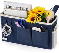Loghot Bedside Caddy/Bedside Storage Bag Hanging Organizer for Bunk and Hospital Beds,Dorm Rooms Bed Rails,Can be Placed Glasses,Books,Mobile Phones,Keys (Navy Blue)