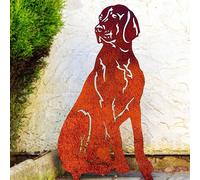 LOGI Weimaraner Vizsla Pointer Ridgeback Dog Memorial Statue Garden Ornament Grave Stone Gravestone Headstone Tombstone Surrounds Animal Silhouette Metal Laser Cut (Natural Patina)