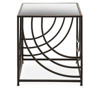 logia mirrored glass top side table with black metal frame
