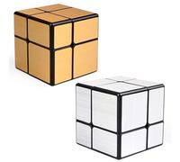 Logic - Magic Cube 2x2 Mirror Cube - Logic Puzzle - Modified Cube - Speedcubing - Gold/Silver Version - Intelligence Games