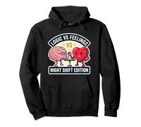 Logic Vs Night Feelings Shift Funny Nurse Brain Heart Meme Pullover Hoodie