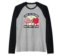 Logic Vs Night Feelings Shift Funny Nurse Brain Heart Meme Raglan Baseball Tee